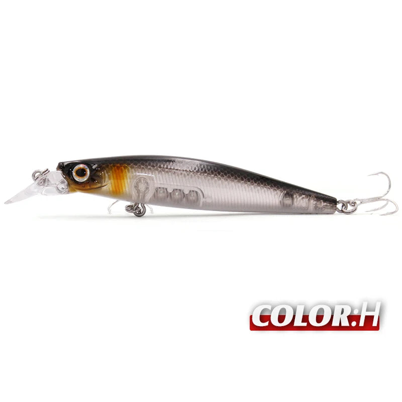 TacklePRO Black Minnow Floating Lure – 100mm 15.6g Hard Bait with Mustad Hooks