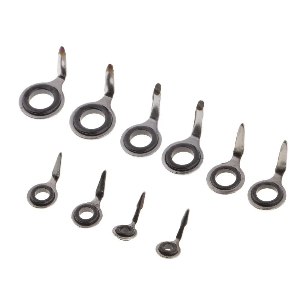 Fishing Rod Guide Ring Repair Kit – 10pcs Mixed Size Ceramic & Stainless Steel Eyes