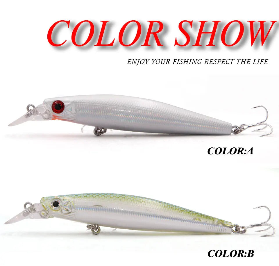 TacklePRO Black Minnow Floating Lure – 100mm 15.6g Hard Bait with Mustad Hooks