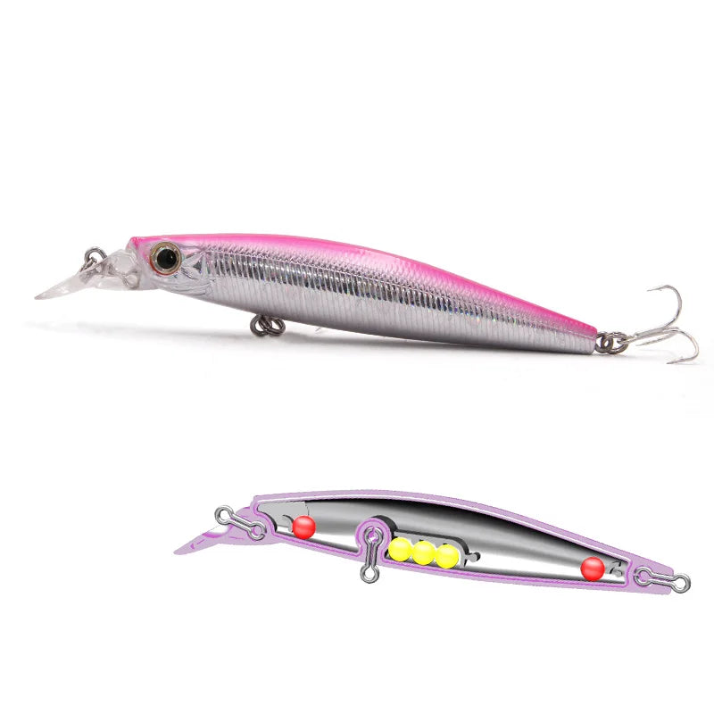 TacklePRO Black Minnow Floating Lure – 100mm 15.6g Hard Bait with Mustad Hooks