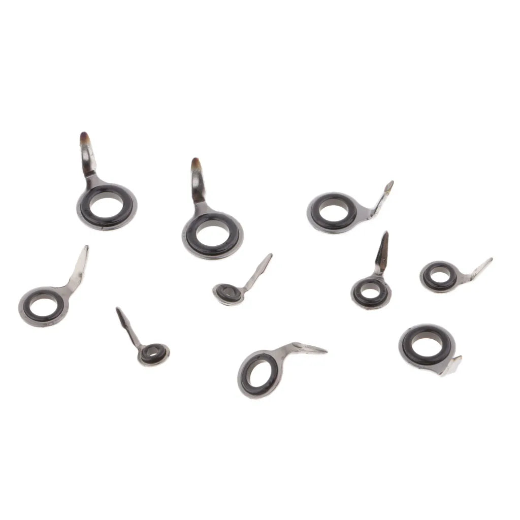 Fishing Rod Guide Ring Repair Kit – 10pcs Mixed Size Ceramic & Stainless Steel Eyes