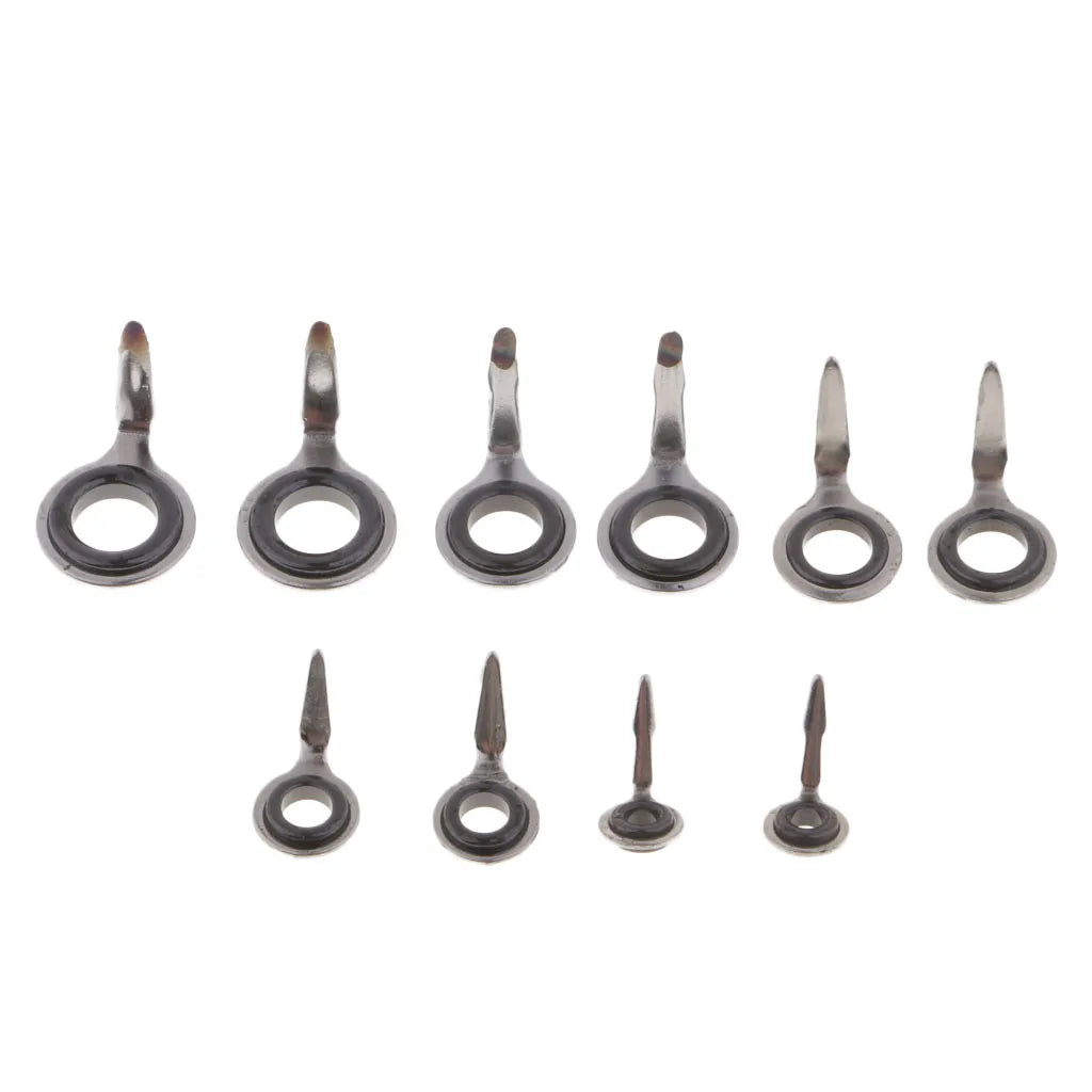 Fishing Rod Guide Ring Repair Kit – 10pcs Mixed Size Ceramic & Stainless Steel Eyes
