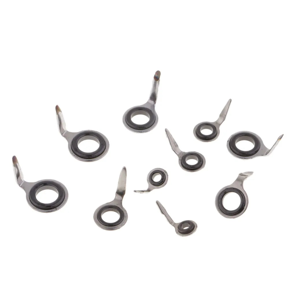 Fishing Rod Guide Ring Repair Kit – 10pcs Mixed Size Ceramic & Stainless Steel Eyes
