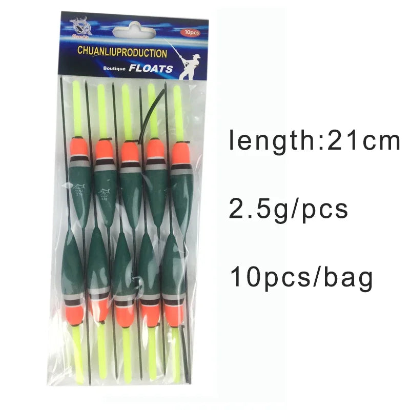 Waggler Fishing Floats – 10pcs Carp Bobbers with Long Tail (Mixed Sizes)