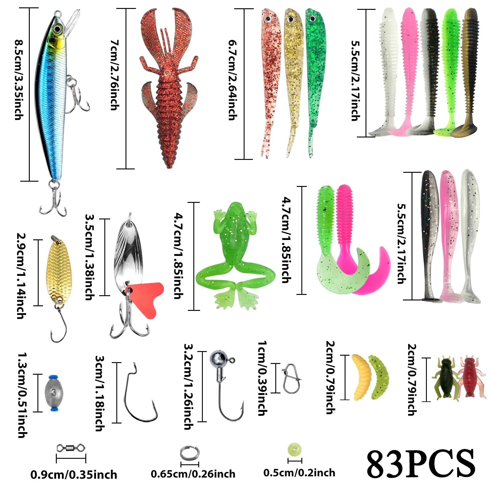 Complete Fishing Lure Kit – 83 to 409 Piece Sets for Bass, Pike & Trout