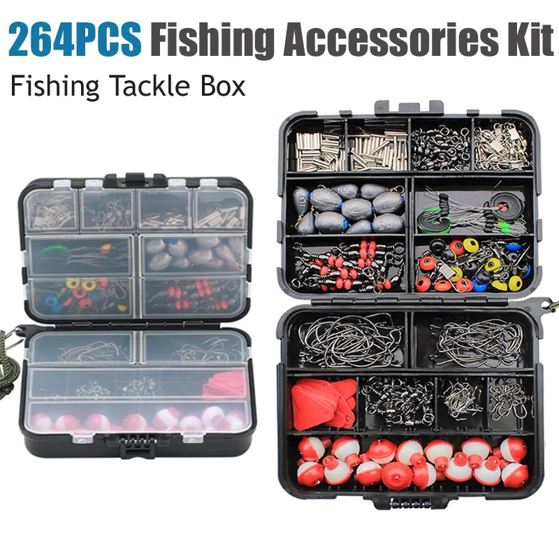 264-Piece Complete Fishing Tackle Kit – Hooks, Sinkers, Swivels & Snaps
