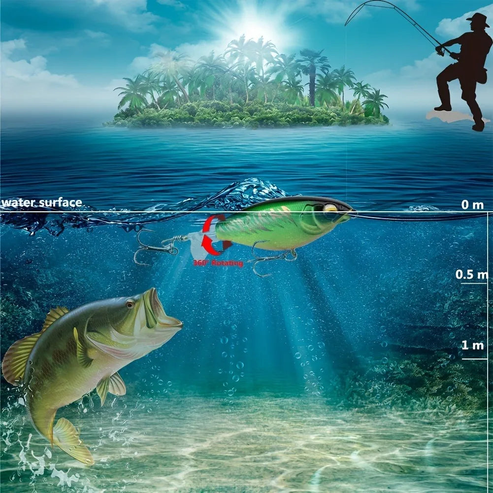 Topwater Fishing Lure – 6g/10g Hard Bait with Soft Rotating Tail