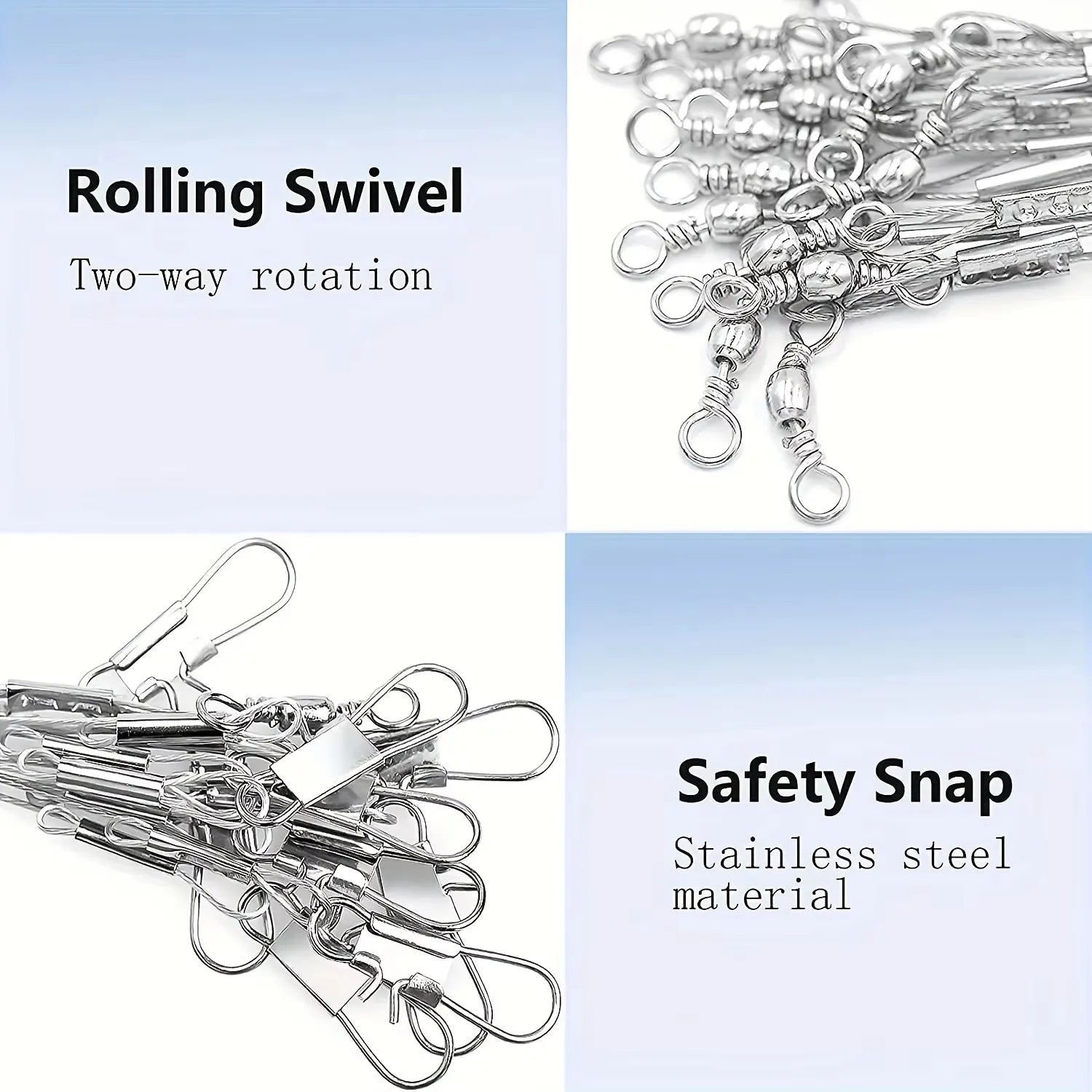 Fishing Tackle Leaders,Hi-Low Rig,Double Arms Saltwater Stainless Steel Leader with Swivels,High-Strength Fish Wire