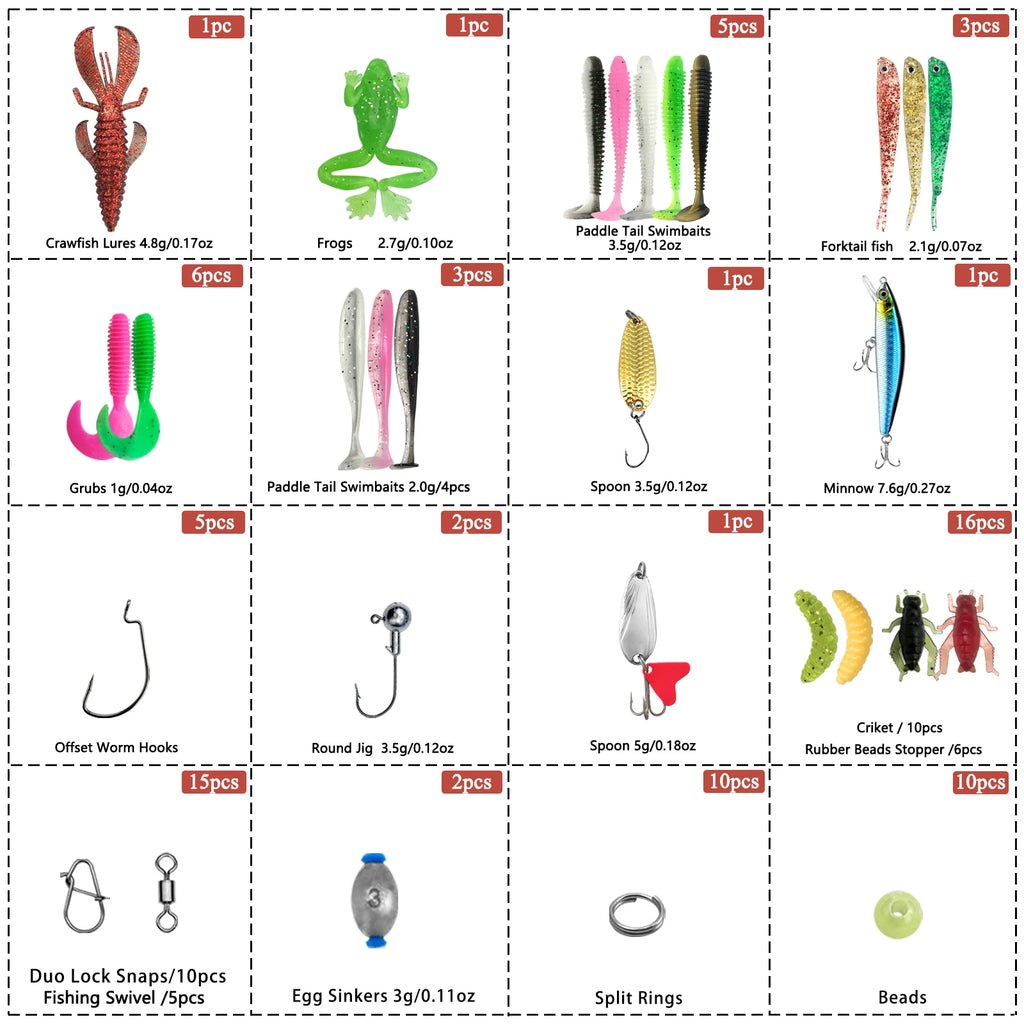 Complete Fishing Lure Kit – 83 to 409 Piece Sets for Bass, Pike & Trout