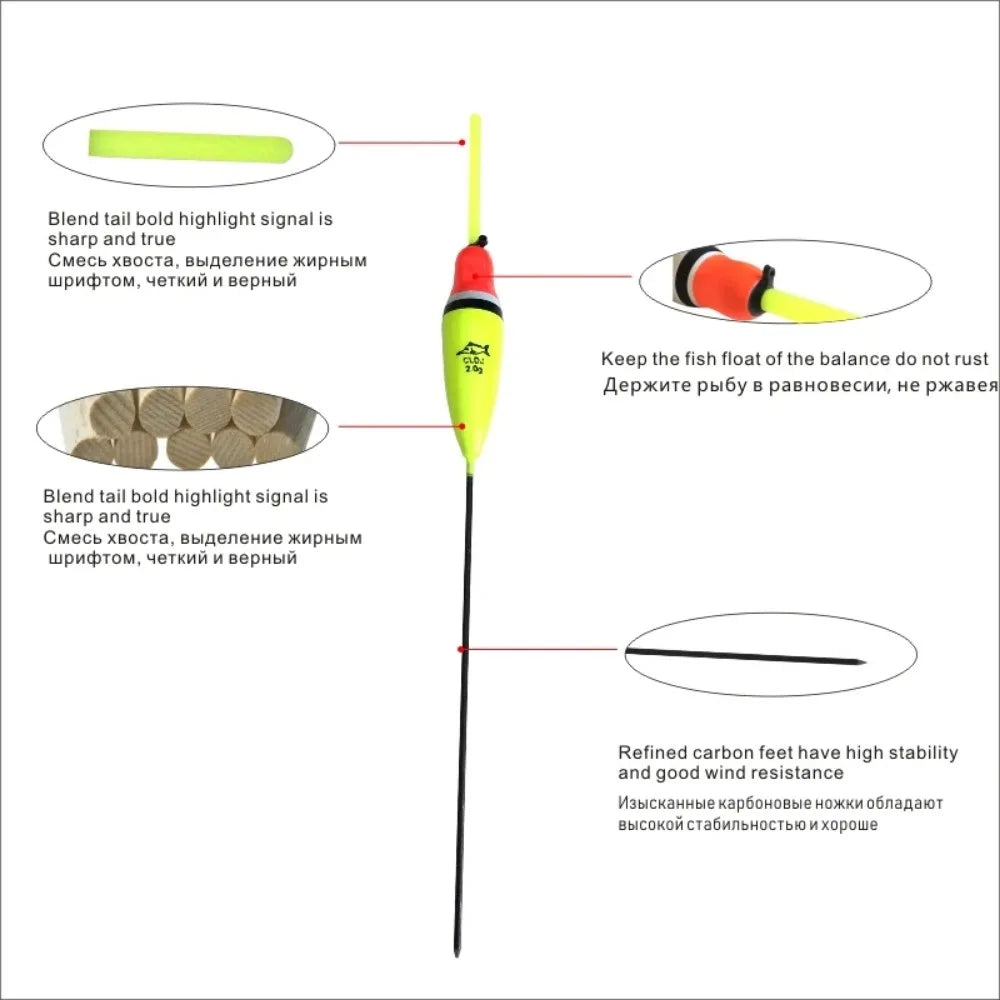 Waggler Fishing Floats – 10pcs Carp Bobbers with Long Tail (Mixed Sizes)
