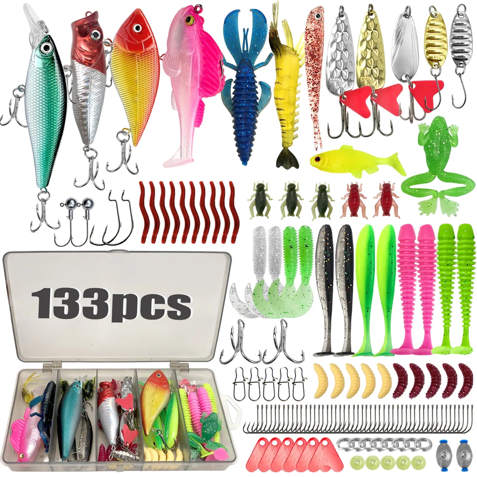Complete Fishing Lure Kit – 83 to 409 Piece Sets for Bass, Pike & Trout