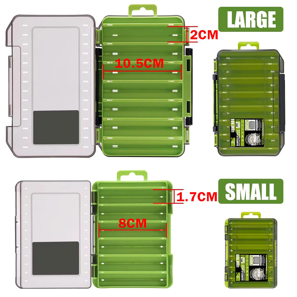 Double-Sided Fishing Tackle Box – 14 Compartment Lure & Hook Organizer