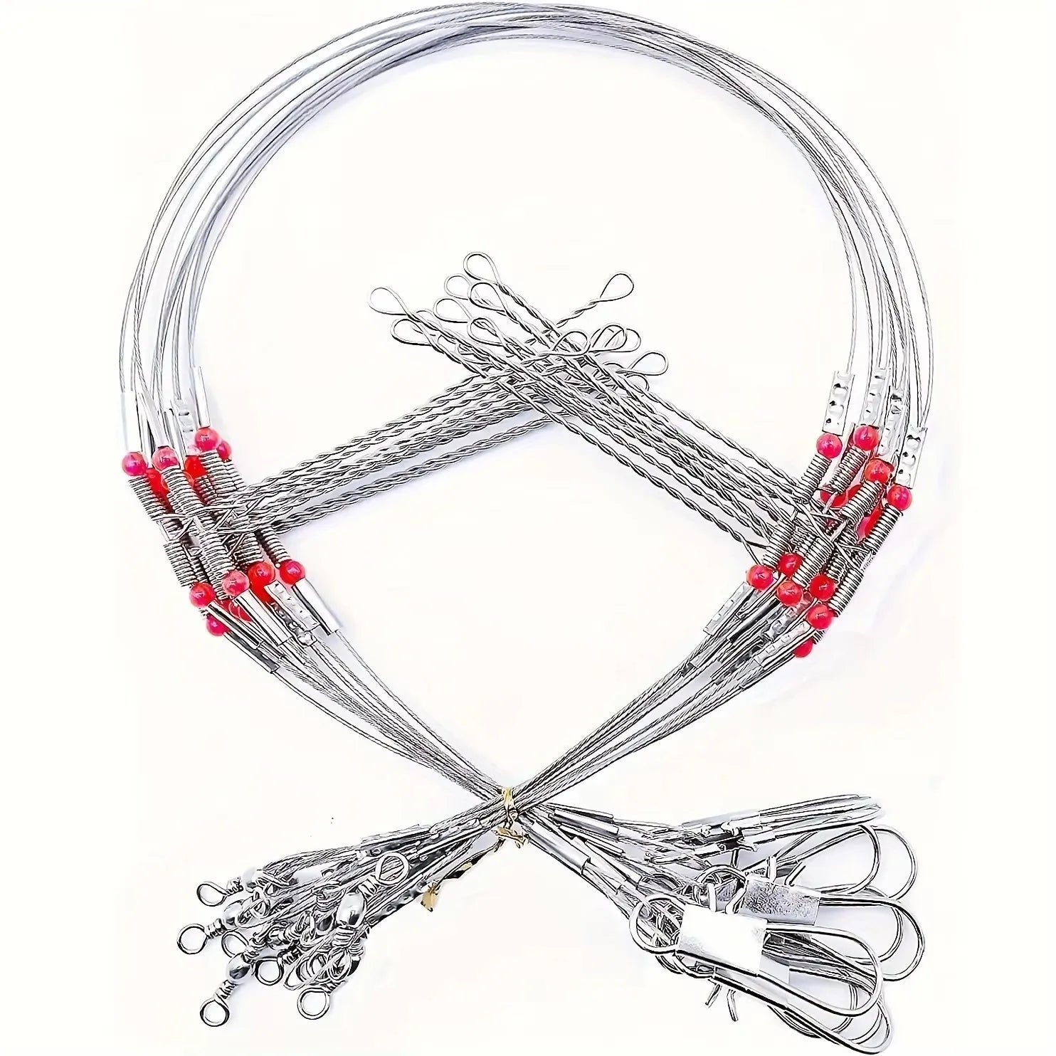 Fishing Tackle Leaders,Hi-Low Rig,Double Arms Saltwater Stainless Steel Leader with Swivels,High-Strength Fish Wire