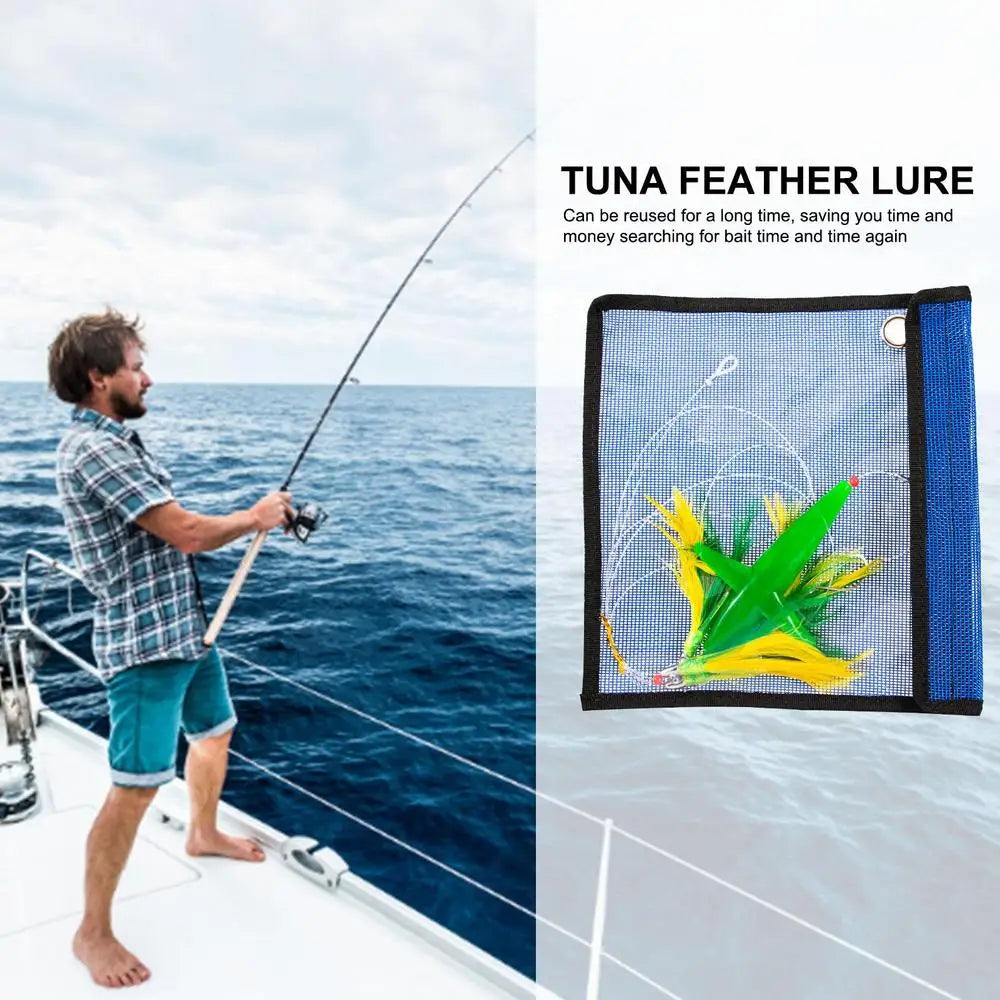 Feather Fishing Lure, Squid Hook Lures For Marlin Mahi Dolphin Trolling, Tuna Feather Teaser, Saltwater Trolling Artificial Bait