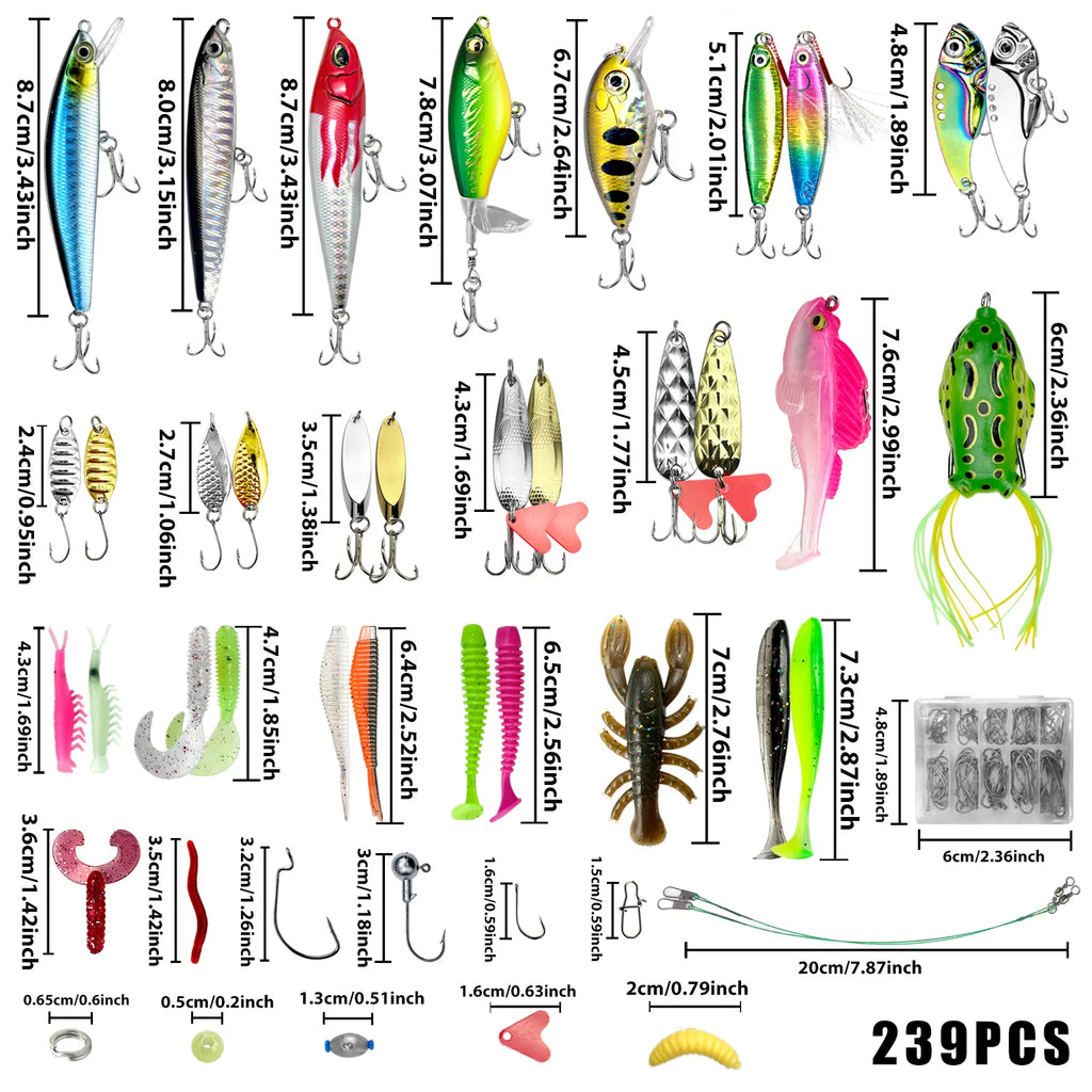 Complete Fishing Lure Kit – 83 to 409 Piece Sets for Bass, Pike & Trout