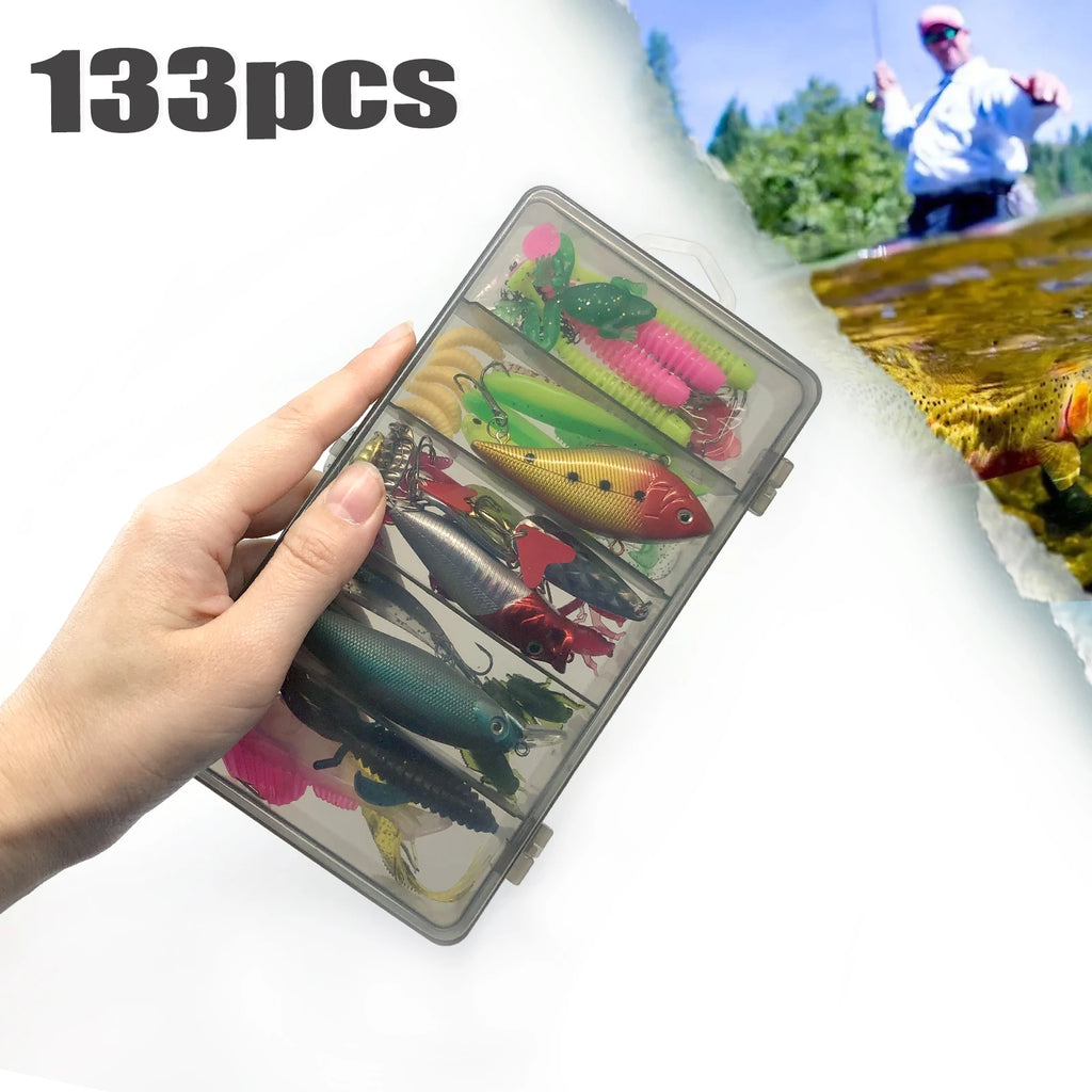 Complete Fishing Lure Kit – 83 to 409 Piece Sets for Bass, Pike & Trout