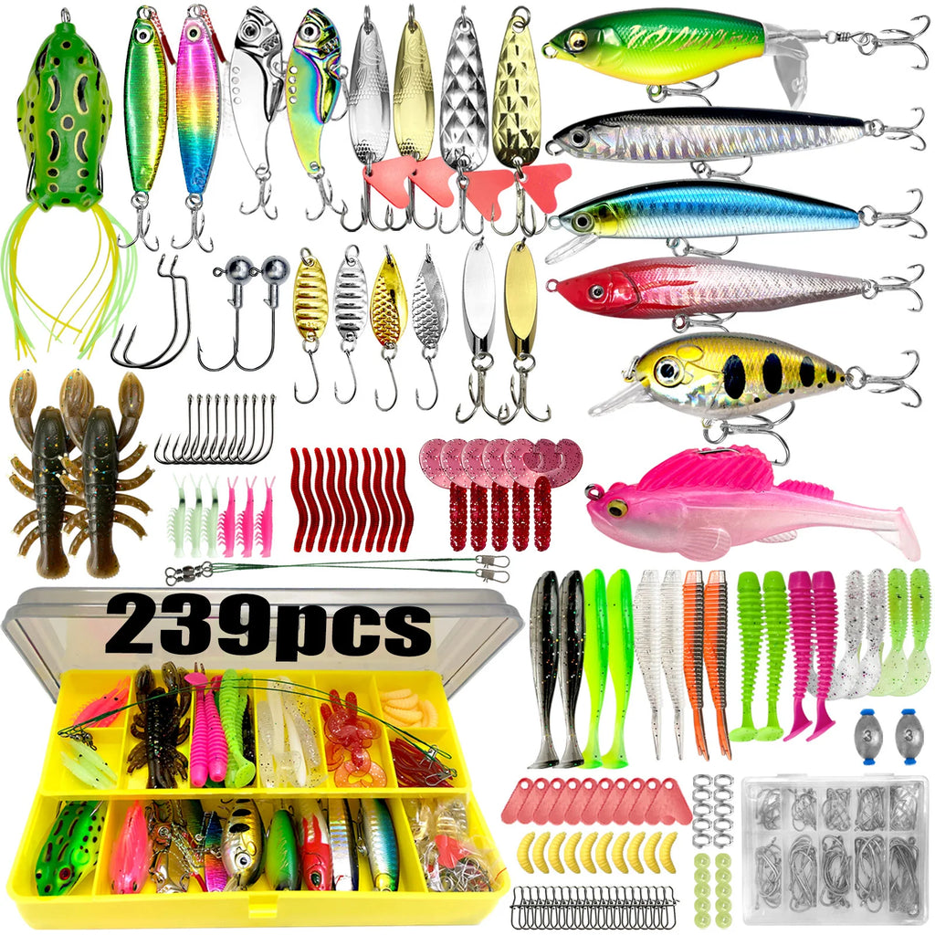 Complete Fishing Lure Kit – 83 to 409 Piece Sets for Bass, Pike & Trout