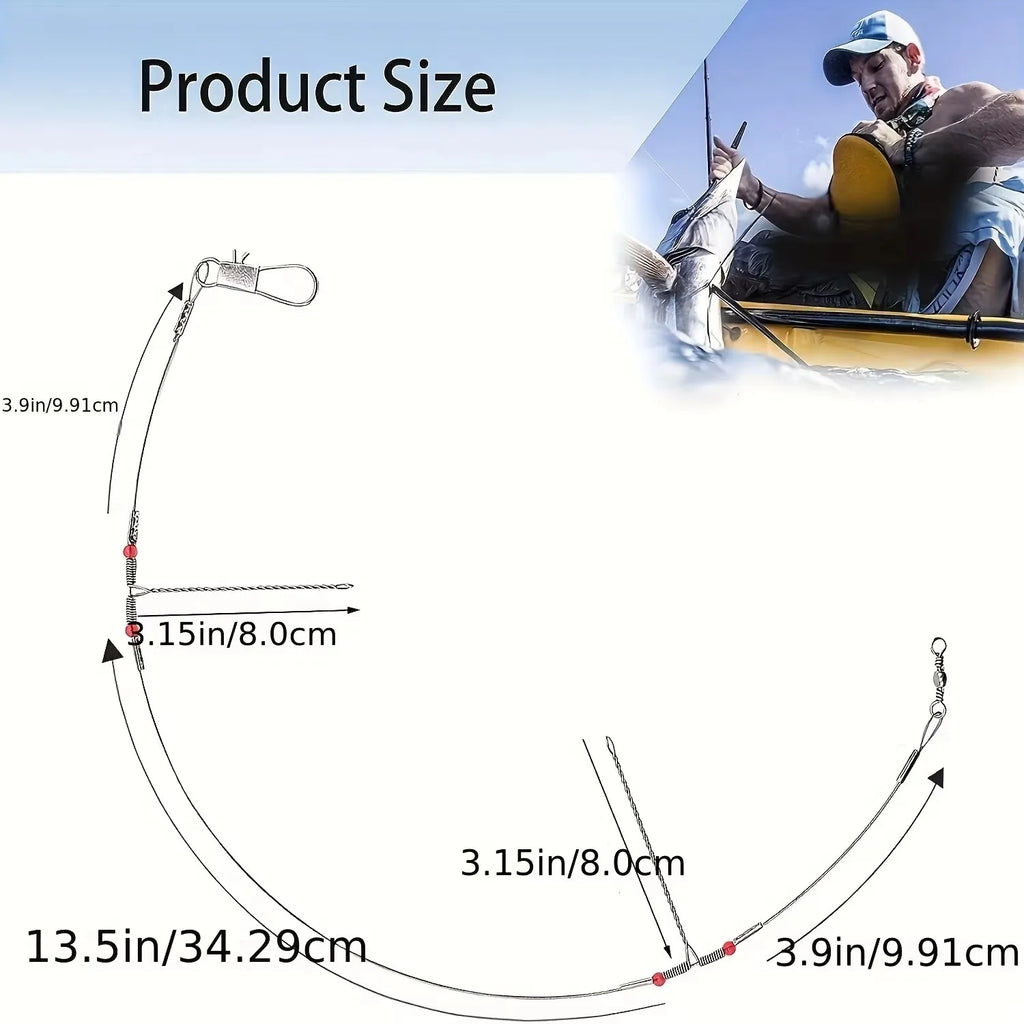 Fishing Tackle Leaders,Hi-Low Rig,Double Arms Saltwater Stainless Steel Leader with Swivels,High-Strength Fish Wire