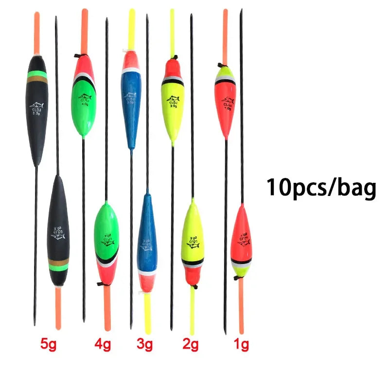 Waggler Fishing Floats – 10pcs Carp Bobbers with Long Tail (Mixed Sizes)