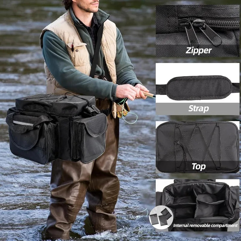 Fishing Tackle Bag for Saltwater or Freshwater, Water-Resistant 3600 Tackle Box Bag, Fishing Bags