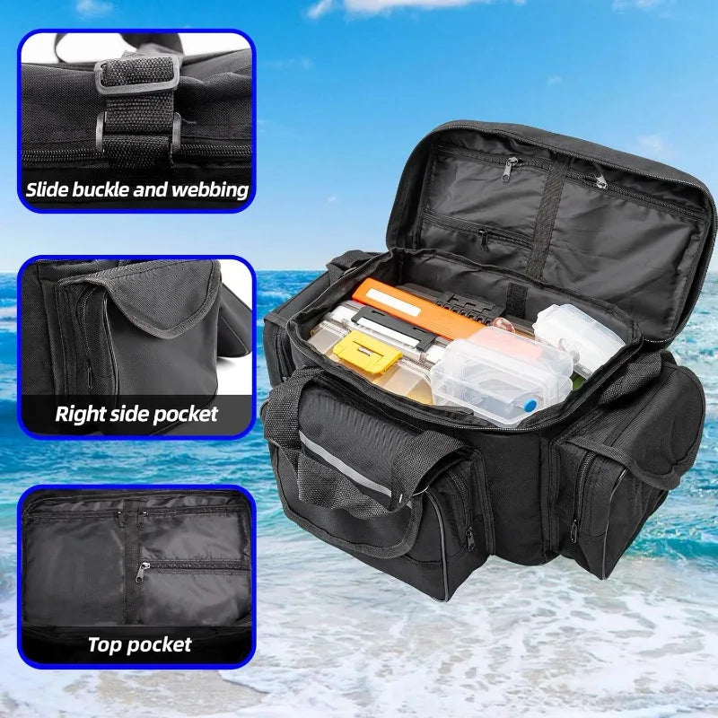 Fishing Tackle Bag for Saltwater or Freshwater, Water-Resistant 3600 Tackle Box Bag, Fishing Bags