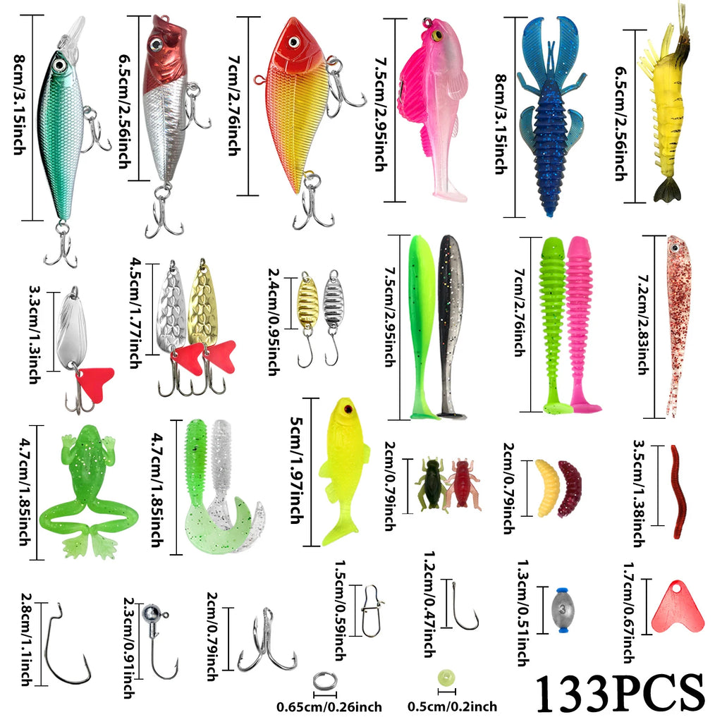 Complete Fishing Lure Kit – 83 to 409 Piece Sets for Bass, Pike & Trout