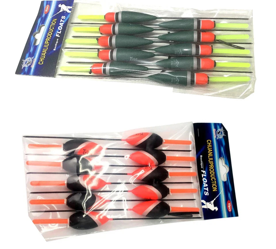 Waggler Fishing Floats – 10pcs Carp Bobbers with Long Tail (Mixed Sizes)