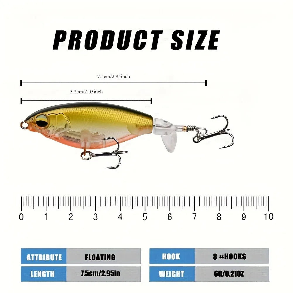 Topwater Fishing Lure – 6g/10g Hard Bait with Soft Rotating Tail