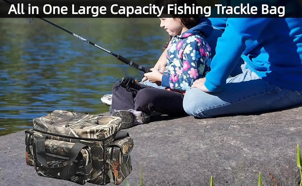 Fishing Tackle Bag for Saltwater or Freshwater, Water-Resistant 3600 Tackle Box Bag, Fishing Bags
