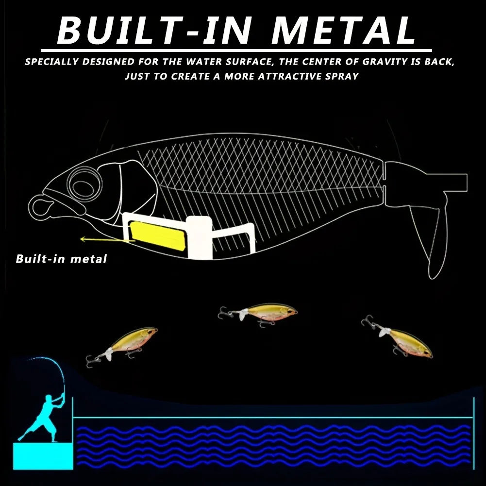 Topwater Fishing Lure – 6g/10g Hard Bait with Soft Rotating Tail