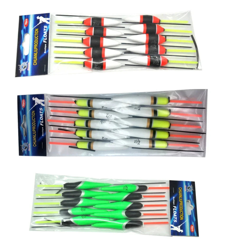 Waggler Fishing Floats – 10pcs Carp Bobbers with Long Tail (Mixed Sizes)