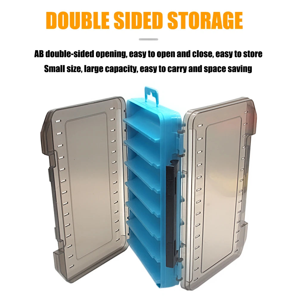 Double-Sided Fishing Tackle Box – 14 Compartment Lure & Hook Organizer