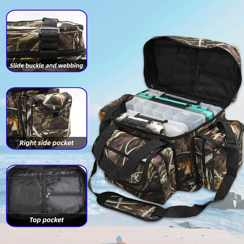 Fishing Tackle Bag for Saltwater or Freshwater, Water-Resistant 3600 Tackle Box Bag, Fishing Bags