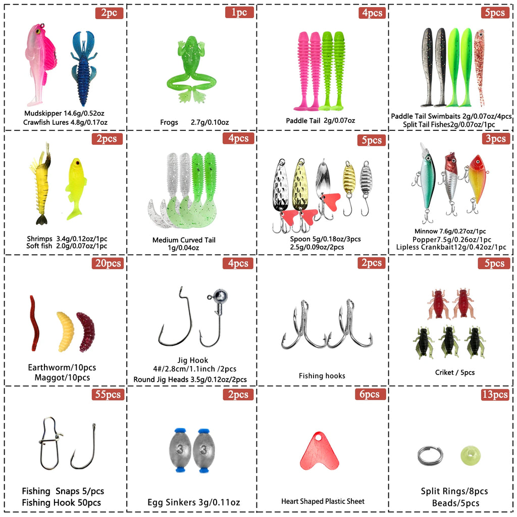 Complete Fishing Lure Kit – 83 to 409 Piece Sets for Bass, Pike & Trout