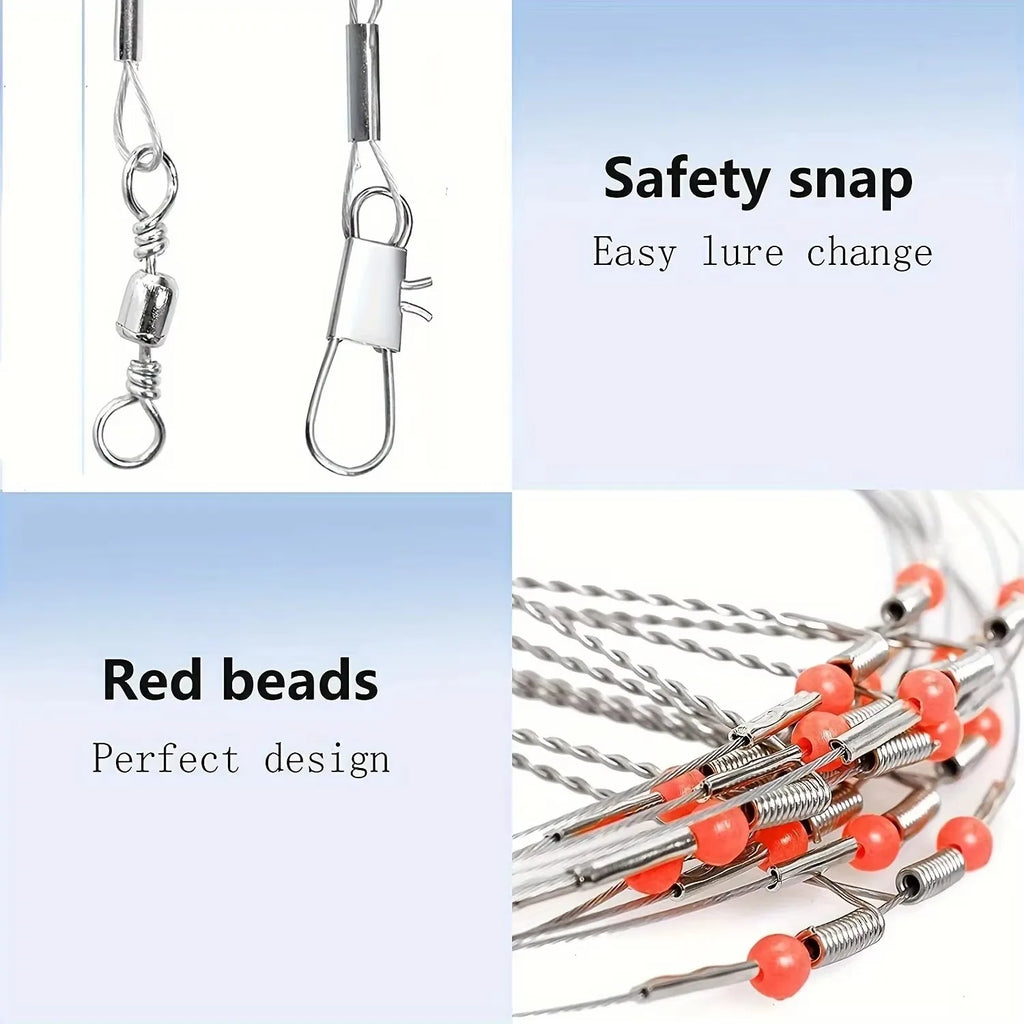 Fishing Tackle Leaders,Hi-Low Rig,Double Arms Saltwater Stainless Steel Leader with Swivels,High-Strength Fish Wire